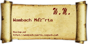 Wambach Márta névjegykártya
